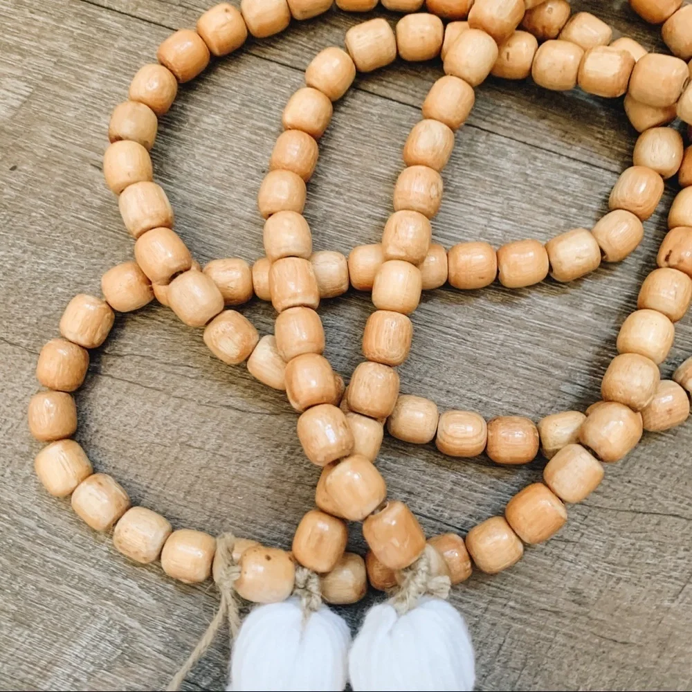 Boho Wooden Bead Tassel Garland Christmas Decor